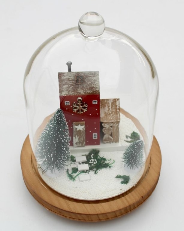 Christmas Scene In Glass Dome